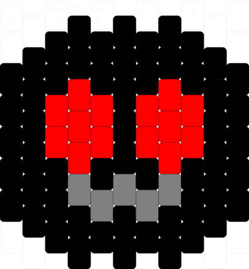 Mothman face - black, gray, red