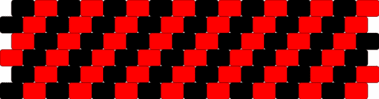 red and black striped peyote cuff - black, red