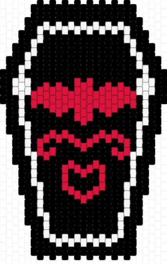 Coffin bag panel 1 - black,white,red