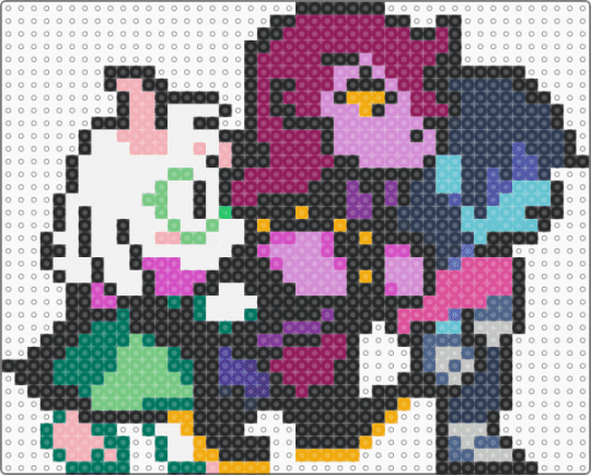 Kris Susie & Ralsei Sneak (Deltarune) - black,pink,purple,teal,susie,susie deltarune,kris,kris deltarune,ralsei,ralsei deltarune,deltarune