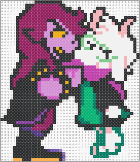 Susie and Ralsei - black,pink,teal,deltarune,susie deltarune,deltarune ralsei,ralsei