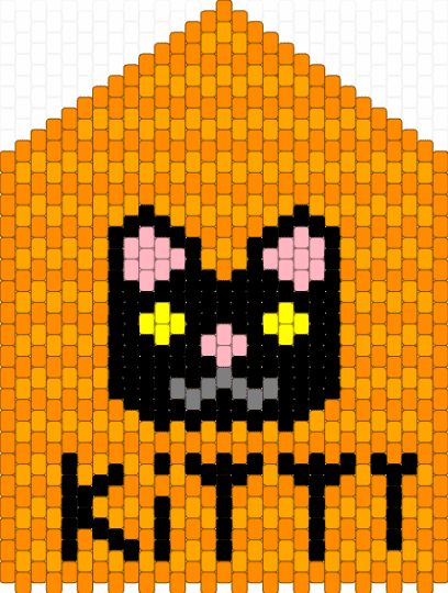 Kitty wallet (orange striped) - black, cat, cross, cross wallet, custom made, kitty, orange, wallet