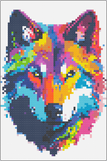 Wolf Colors Simple - colorful, light blue, orange, purple, white