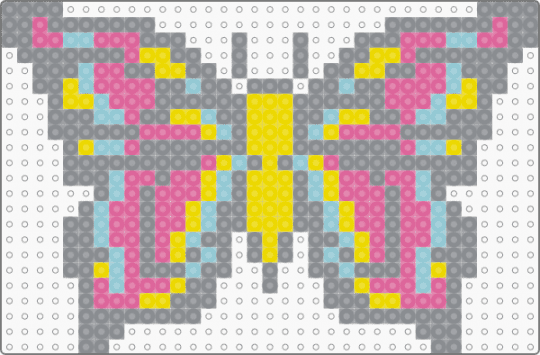 pink yelow and blue butterfly - gray