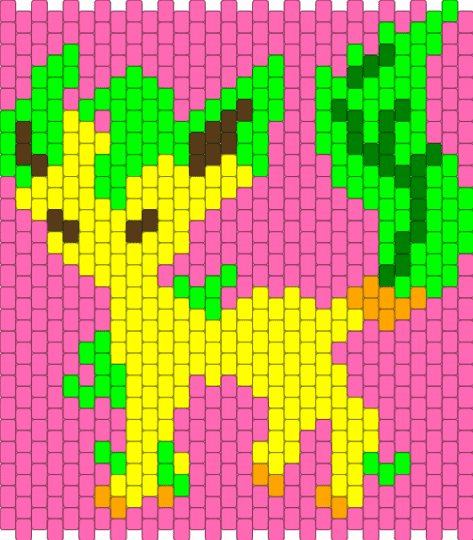 Leafeon panel (pink background) - pink,green,yellow,leafeon,panel,pokemon