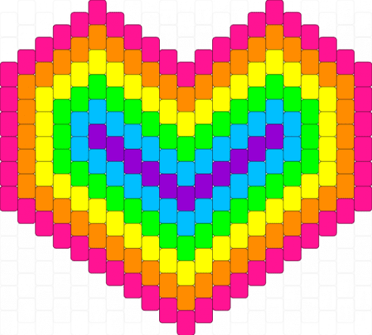 Small Kandi Heart Bag - pink,orange,yellow,green