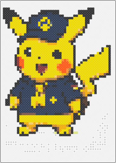 Picachu Perler Bead Pattern - white,purple,yellow,orange