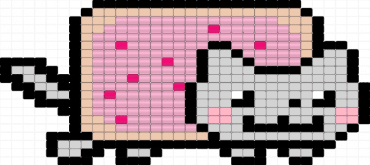 Nyan cat (part 1) - cat, internet culture, meme, nyan cat, panel, pink, rainbow, square stitch, wall decor