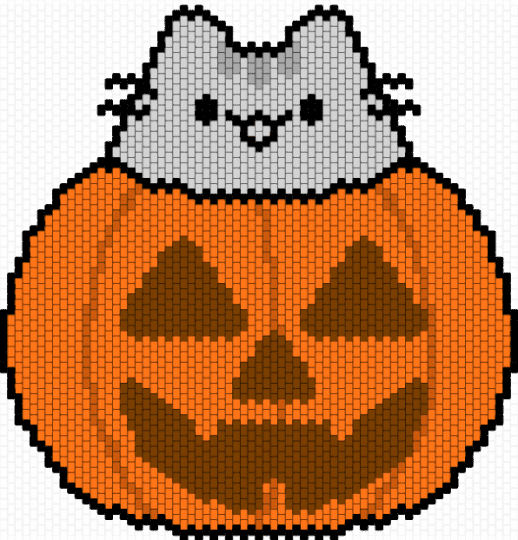 Halloween pusheen in a pumpkin - brown, cat, cats, character, cute, halloween, kawaii, orange, pumpkin, pusheen
