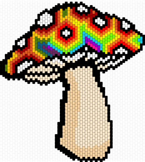 Trippy mushroom - beige, colorful, cotdmushrooms, mushroom, nature, natureinspired, panel, rainbow, red, trippy, yellow
