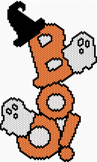Halloween Boo! wall decor - boo, ghosts, halloween, orange, panel, spooky, wall art, white, witch hat, words