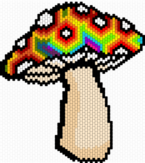 Trippy mushroom - beige, colorful, cotdmushrooms, mushroom, nature, natureinspired, panel, rainbow, red, trippy, yellow