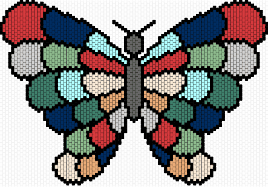 Butterfly panel/shirt - big pattern, blue, butterfly, insect, large, large pattern, nature, panel, red, shirt, teal