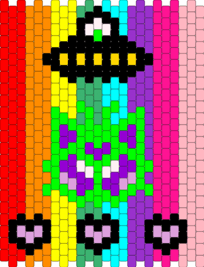 Rainbow alien kitty - green,purple,pink,red