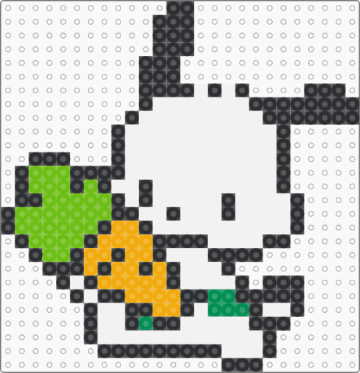 pochacco with carrot - pochacco,animal,cartoon,dog,sanrio,carrot,white,green,orange