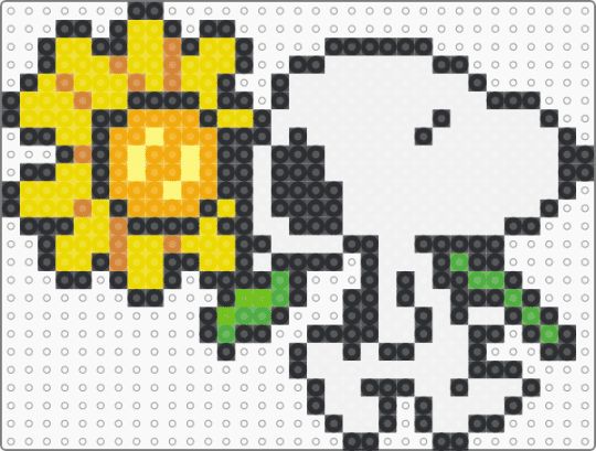 snoopy with flower - snoopy,sunflower,peanuts,character,animal,cartoon,dog,flower,nature,white,yellow