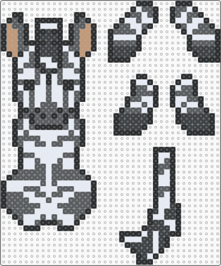zebra ragdoll (kiyo pi perler) - animal,gray,zebra,ragdoll