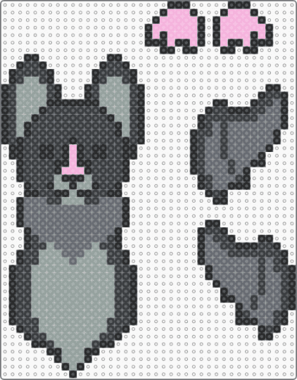 bat version 1 (kiyo pi perler) - creature,mammal,halloween,spooky,holiday,animal,gray,bat,ragdoll