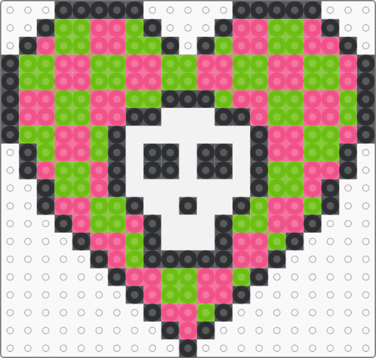 Skull Heart - green,pink,skull,heart