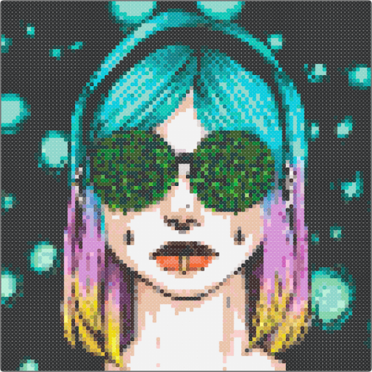 Judy - black,teal,light blue,beige,gold,colorful,judy,stoned