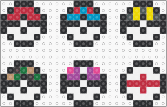 Pokeballs - black,white,red,pink