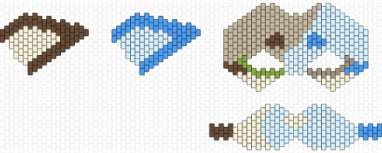sea salt (sona) kandi therian mask pattern (og pattern by circus kandi) - white,beige,brown,light blue
