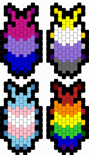 Pride LGBTQ pack Isopod / Pillbug - black,pink,purple,yellow,colorful