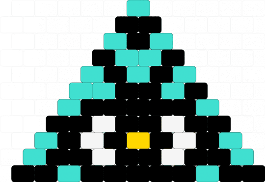 Illuminati Eye - Cyan (11×11) - black,light blue,charm,small,eye,gold,triangle,illuminati,brick,cotdpins