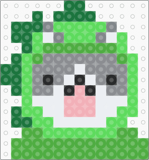 Dino Cat Charm - Meow Tower (14×15) - green,teal,cat,dino,perler,small,mini,kitty,cute,charm