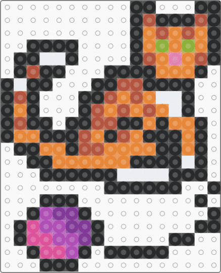 Cat with Ball of Yarn - perler charm(17×21) - black,orange,red,cat,charm,perler,small,tabby,kitty,animal,cute