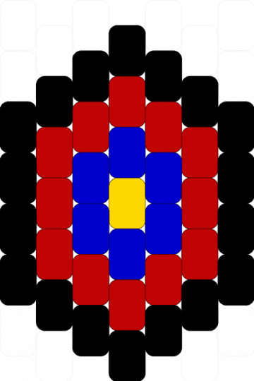Charm Pattern Example (Min Size 7×7) - charm, concentric, example, geometric, hexagon, peyote, red, shape, stripes