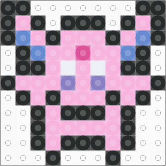 Mini Espeon v2 Perler (11×11) - pink,espeon,eevee,eeveelutions,pokemon,animal,character,anime,cartoon
