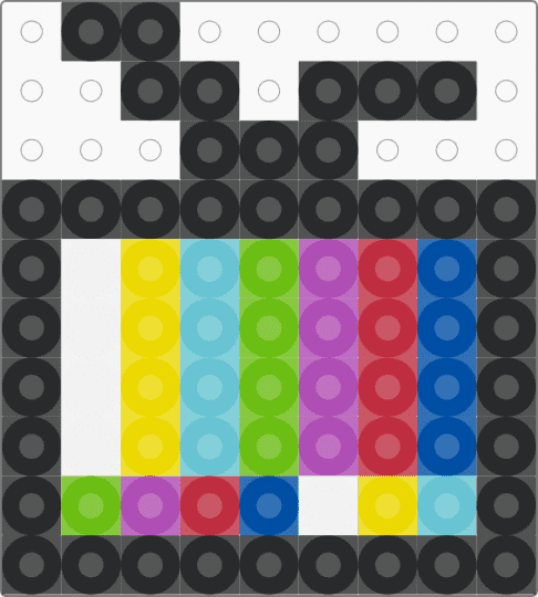 Tiny Retro TV Perler (9×10) - black,yellow,pink,blue,colorful,mini,tiny,tv,electronics,device,retro