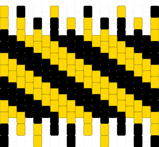 Example Charm Pattern (Irregular) - black, caution, charm, diagonal, example, peyote, stripes, yellow