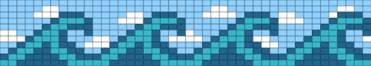 Waves v2 - Seed Bead Herringbone Cuff (44×11) - blue,light blue,pattern,cuff,herringbone,waves,ocean,sea,nature