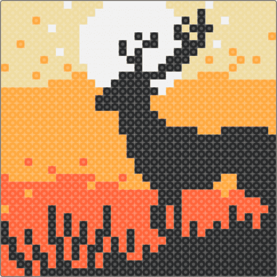 Deer at Sunrise - Pic-a-Pix(35×35) - beige,orange,deer,sunset,sunrise,sky,desert,animal,landscape,perler