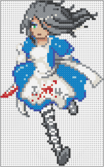 Alice - alice in wonderland,madness,character,bloody,alice,girl,cartoon,gray,beige,blue