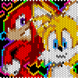 . Sonic - tails,knuckles,sonic the hedgehog,characters,panel,bag,video game,sega,neon,colorful,red,yellow,white