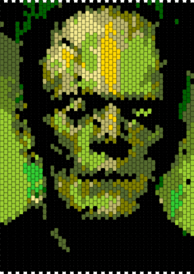 frankin - frankenstein,monster,portrait,panel,green,gold