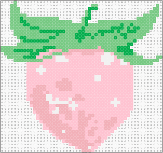 my first kandi pattern :3 (strawberry kandi charm) warning! its very big - teal,pink