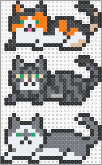 kitty perlers - animal, black, cat, charm, cute, gray, kitty, white