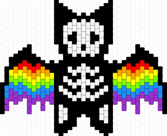 rainbow skeleton bat - black,purple,green,colorful,bat,rainbow,skeleton,xray,charm,cat