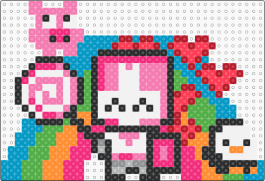 pink knight - animal, castle crashers, character, knight, light blue, newgrounds, pink, rainbow, red