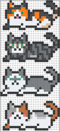 kitty perlers - animal, black, charm, cotdcats, cute, gray, kitty, white