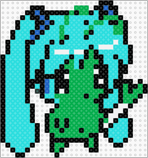 miku leeku alien - alien, character, gaming, green, hatsune miku, leek, light blue, miku, space, vocaloid