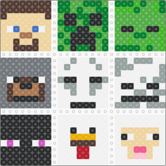 Minecraft Mobs 2 - white,green,beige,gray,colorful