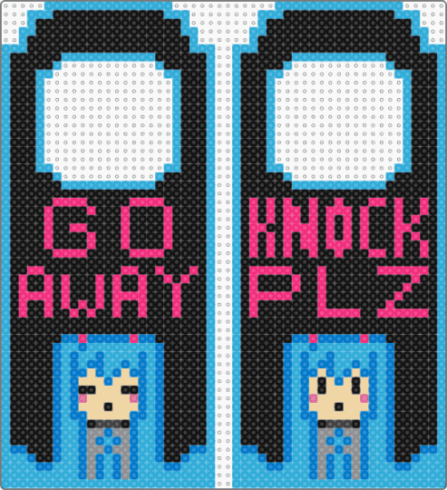 Miku door hanger :] - black,light blue,pink,miku,remix,doorhanger