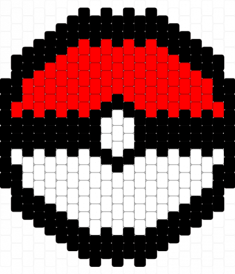 Large Pokeball Peyote Pattern - bag, flat pattern, pokeball, pokemon, purse, red, white
