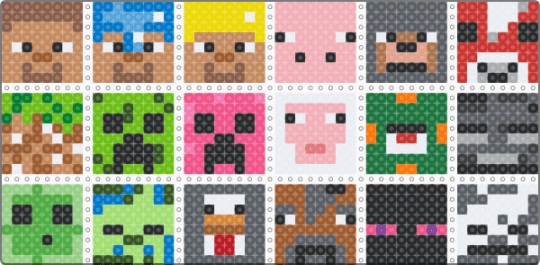 MINECRAFT squares - tan,green,beige,gray