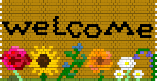 Welcome Mat - gold,flowers